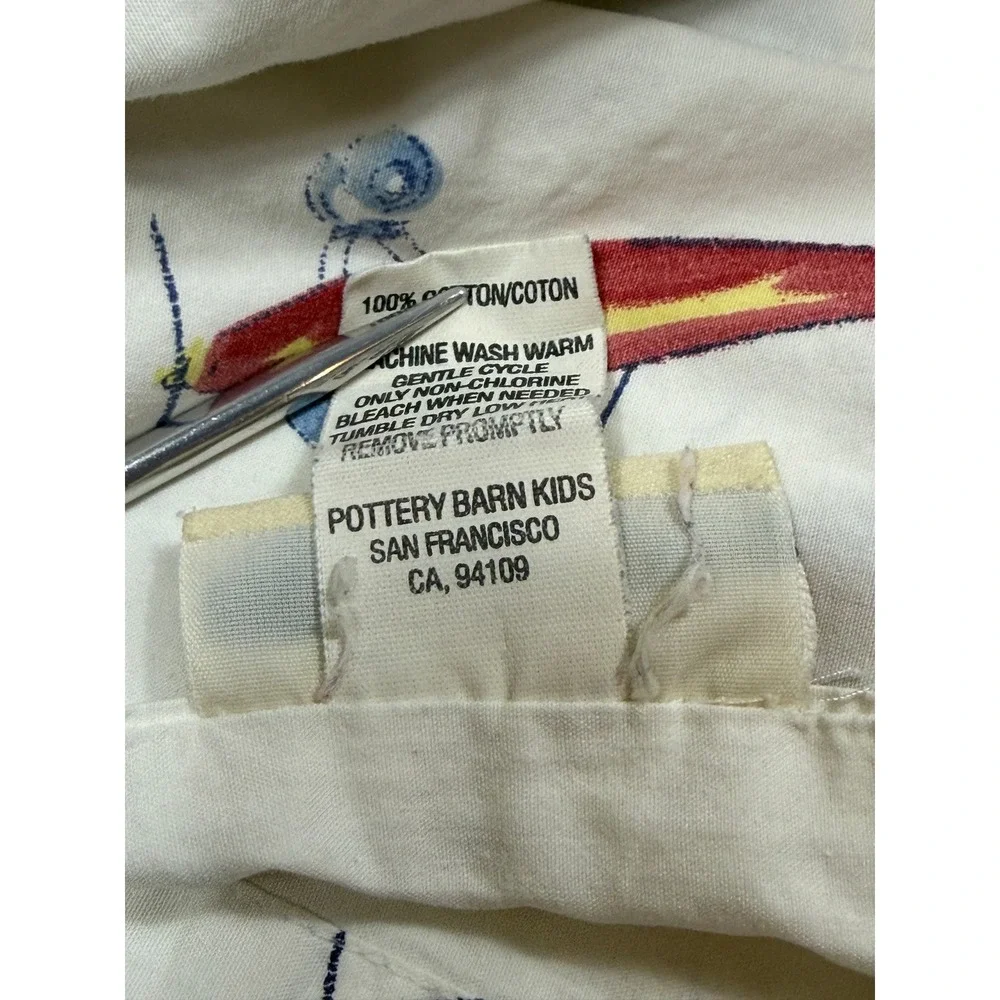 Pottery Barn Kids Twin Flat Sheet and Duvet Cover Set Airplane Print Cotton